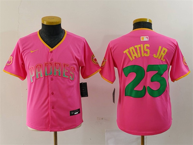 Youth San Diego Padres #23 Fernando Tatis Jr. Pink Stitched Baseball Jersey